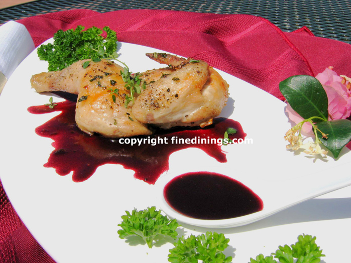 Cornish game hens with blackberry sauce
