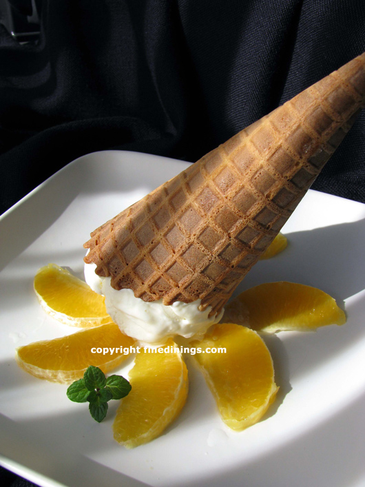 Ice Cream Cone Dessert with Orange Slices