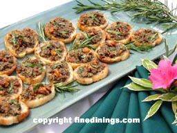 Crostini Appetizers, Canapes, Gourmet Appetizer Recipe Index (photographs)