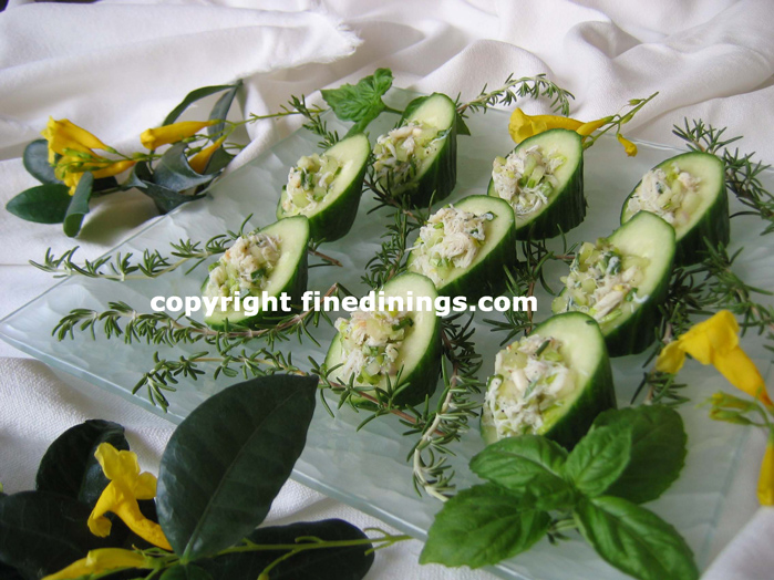 Cucumber Cups Filled with Crab Appetizer