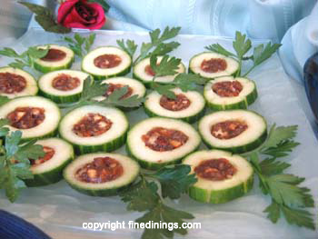 Date stuffed cucumber slices appetizer
