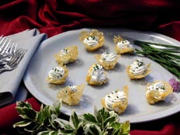 Petite Parmesan Baskets with goat cheese