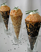Salmon Mousse Sugar Cone Appetizer