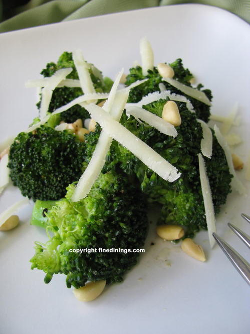 broccoli cheese pine nut side dish